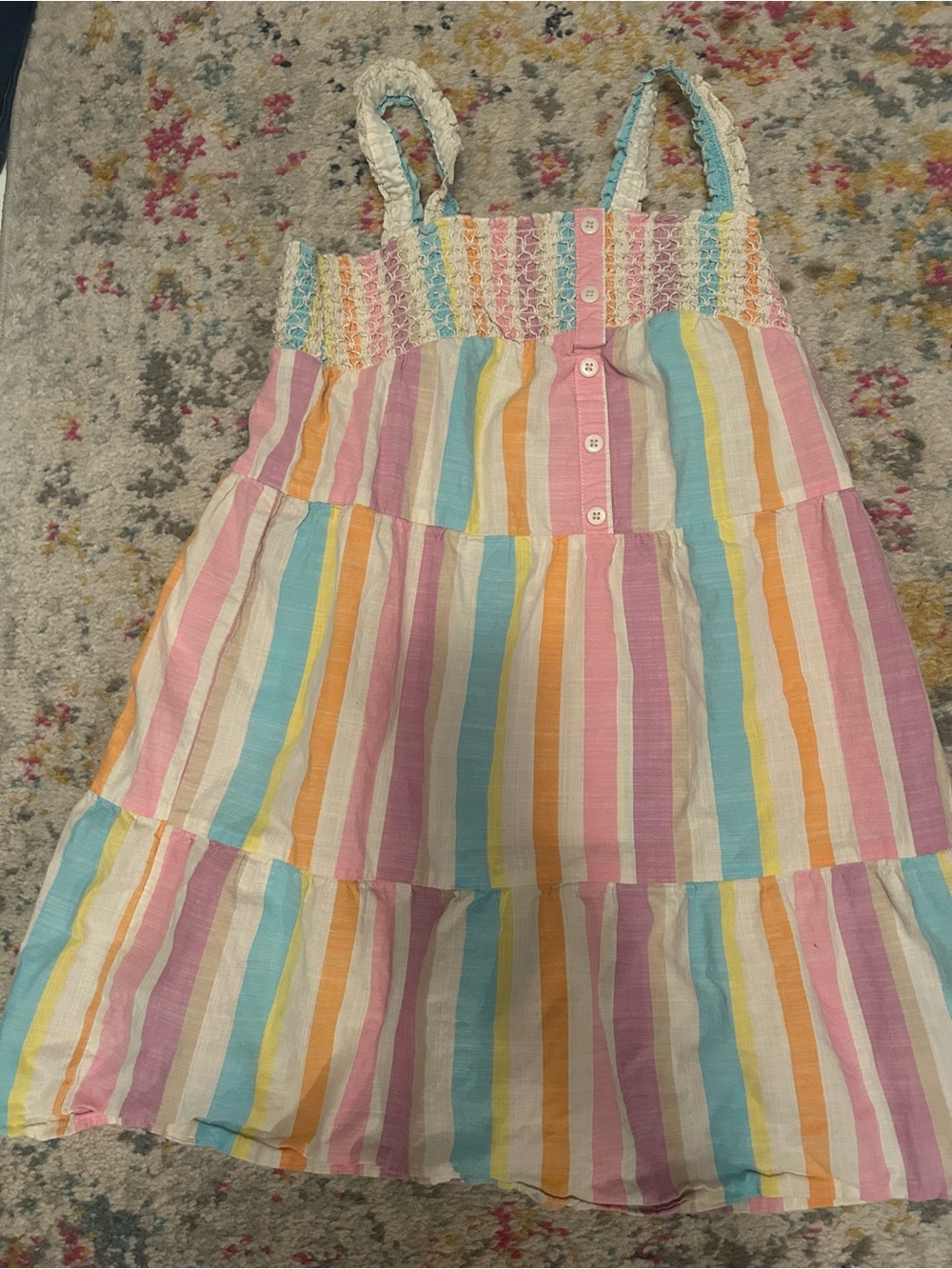 Cat & Jack Pastel Rainbow Stripe Sundress - Pink, Blue, Yellow, Orange, White